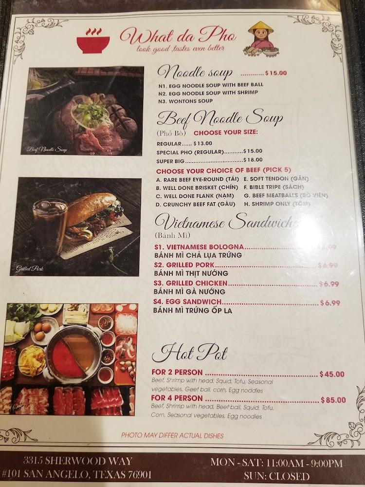 What Da Pho Menu image 4